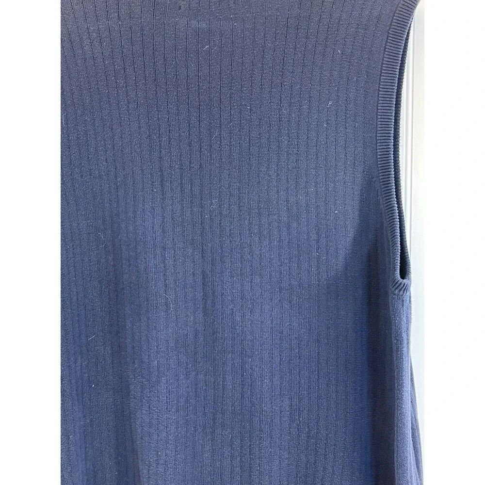 Chaps Logo Mens V Neck Sweater Vest‎ Large Navy Blue Cotton Ribbed Hem Pullover - Picture 5 of 6